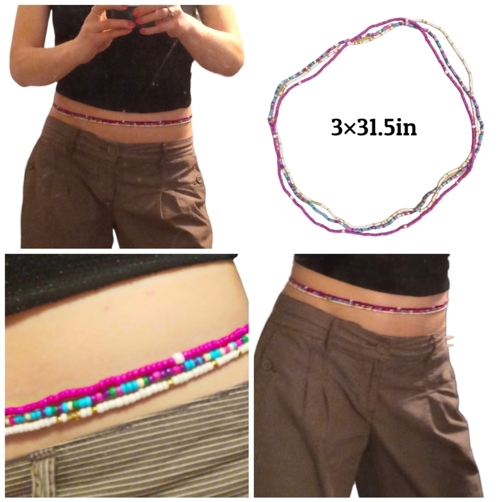 3/$15 BOHEMIAN Beaded Belly Chains. 3 individually handmade at 31.5in each